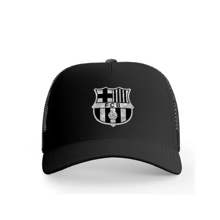 کلاه کپ پاد آفرین مدل فوتبالی بارسلونا طرح تیم ورزشی جنس کتان مناسب اسپرت روزمره