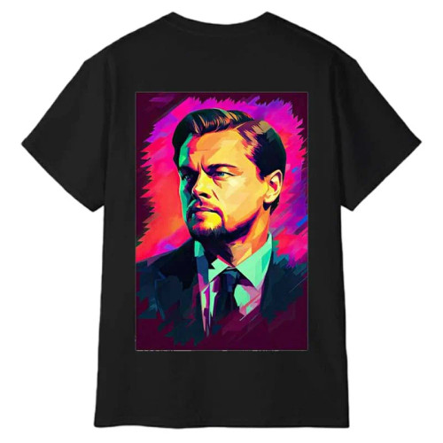 تیشرت آستین کوتاه مردانه پاد آفرین مدل لئوناردو دیکاپریو کد 1758 طرح چاپ