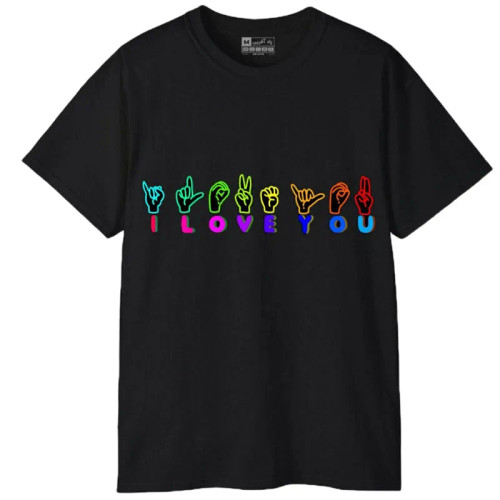 تی شرت آستین کوتاه مردانه پاد آفرین مدل کلمه عشق کد 102