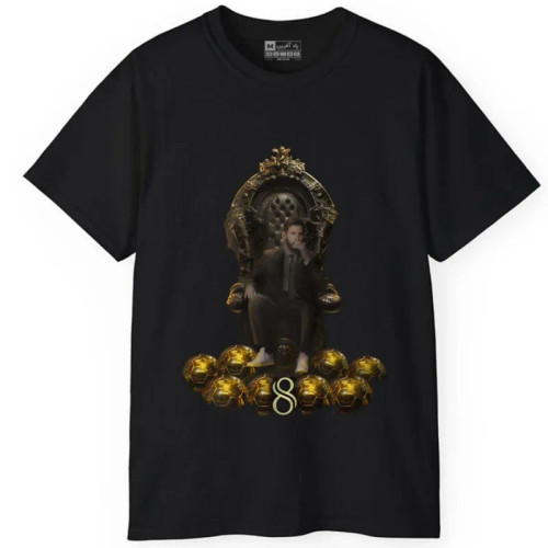 تی شرت آستین کوتاه مردانه طرح فوتبالی مسی بارسلونا مدل توپ طلا کد 28