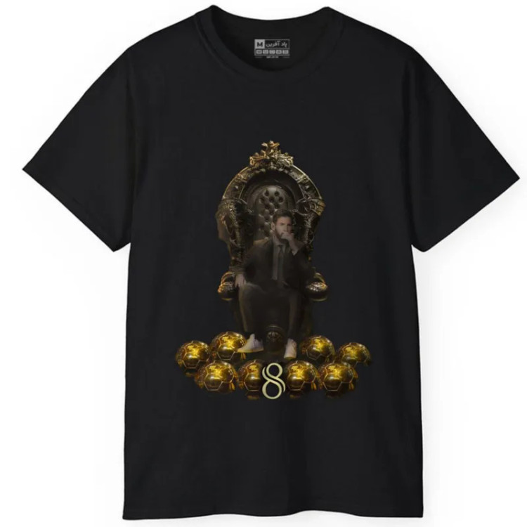 تی شرت آستین کوتاه مردانه طرح فوتبالی مسی بارسلونا مدل توپ طلا کد 28