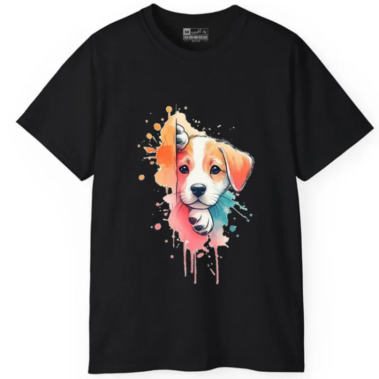 تیشرت آستین کوتاه مردانه پاد آفرین مدل حیوانات سگ کد 1897 طرح چاپ مقاوم