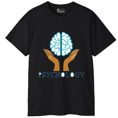 تیشرت آستین کوتاه مردانه پاد آفرین مدل روانشناسی کد 533 طرح چاپ نخ پلی استر