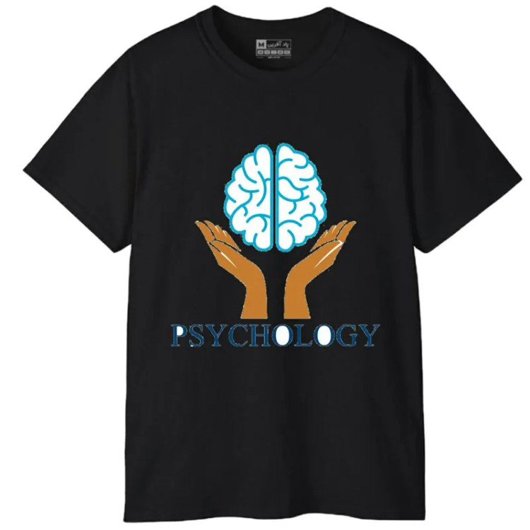 تیشرت آستین کوتاه مردانه پاد آفرین مدل روانشناسی کد 533 طرح چاپ نخ پلی استر