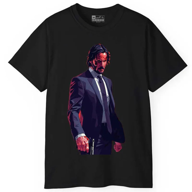 تیشرت آستین کوتاه مردانه پاد آفرین مدل جان ویک کد 1579 طرح چاپ