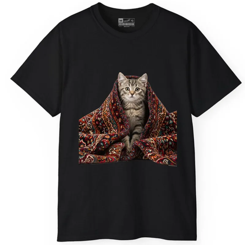 تیشرت آستین کوتاه مردانه طرح گربه فرش ایرانی کد 1611