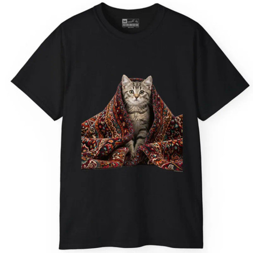 تیشرت آستین کوتاه مردانه طرح گربه فرش ایرانی کد 1611