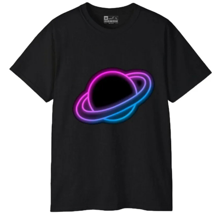 تی شرت آستین کوتاه مردانه پاد آفرین مدل سیاره زحل کهکشان کد 74