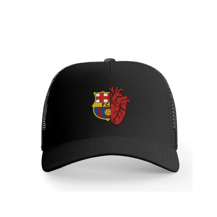 کلاه کپ پاد آفرین مدل فوتبالی بارسلونا کد 35 جنس کتان مناسب اسپرت و روزمره