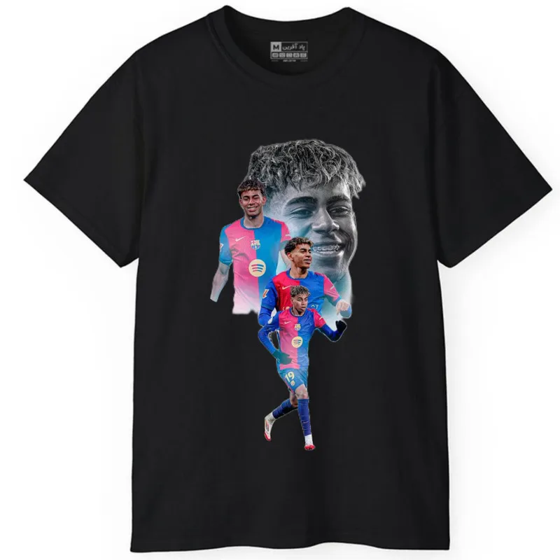 تیشرت آستین کوتاه مردانه پاد آفرین مدل فوتبالی لامین یامال کد 1048 طرح چاپ مقاوم