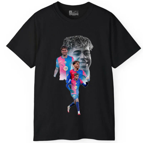 تیشرت آستین کوتاه مردانه پاد آفرین مدل فوتبالی لامین یامال کد 1048 طرح چاپ مقاوم