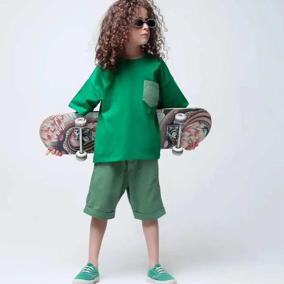 تیشرت و شلوارک پنبه لاکرا اسپرت در 6رنگ و سایز2تا8سال