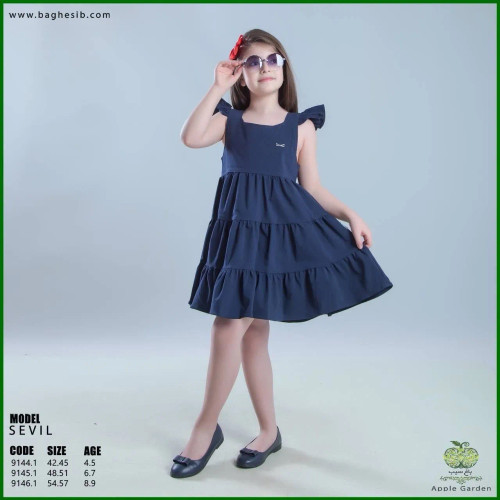 سارافون دخترانه کتان نخ تابستانی در دو رنگ و دو سایز5تا7سال