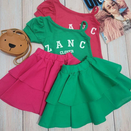 کراپ و دامن دخترانه پنبه در دو رنگ