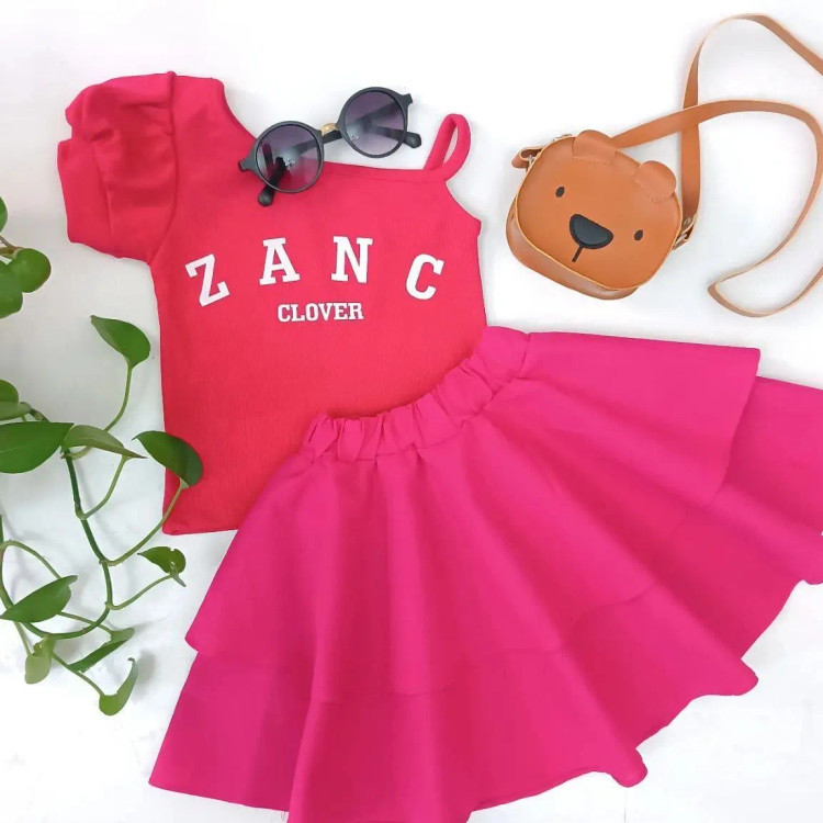 کراپ و دامن دخترانه پنبه در دو رنگ