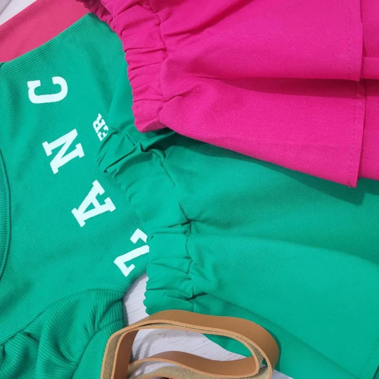 کراپ و دامن دخترانه پنبه در دو رنگ