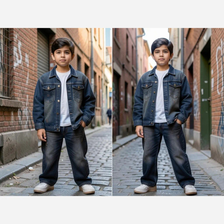 ست کت و شلوار جین نیم بگ