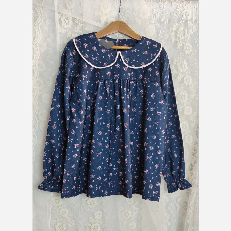 شومیز دخترانه کرپ گلدار در دو رنگ