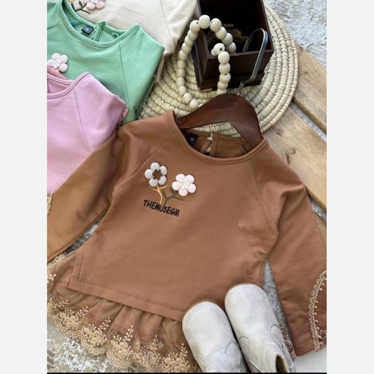 بلوز دورس دامنی توری در 4رنگ شیک