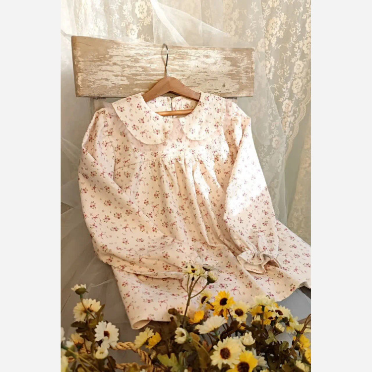 شومیز دخترانه کرپ گلدار در دو رنگ