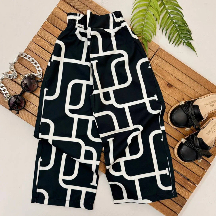 شلوار بگ مازراتی طرحدار دخترانه در سه طرح و سایز6تا13سال