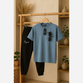 ست تیشرت و شلوارک اسپرت تک رنگ