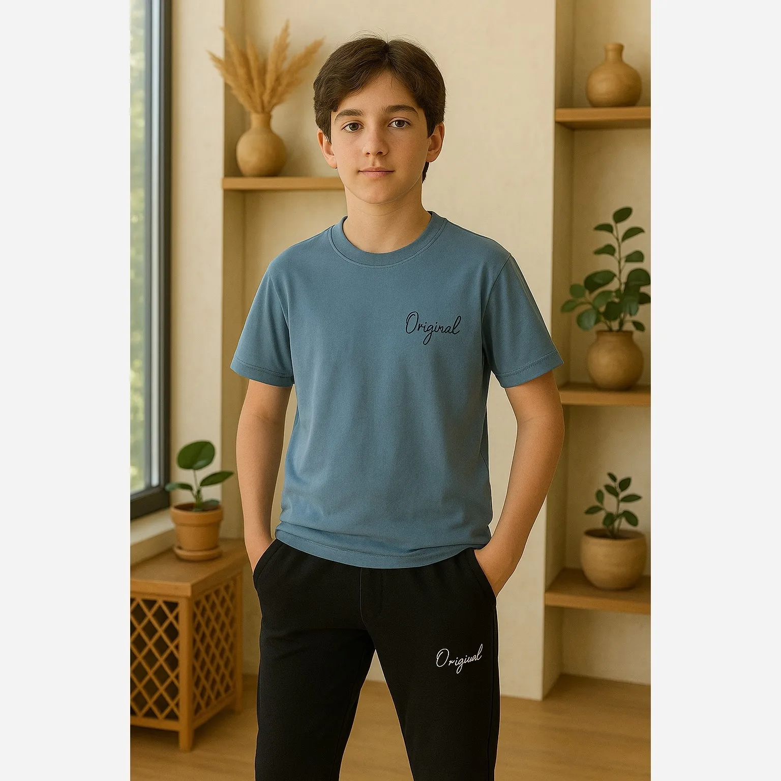 ست تیشرت و شلوارک اسپرت تک رنگ