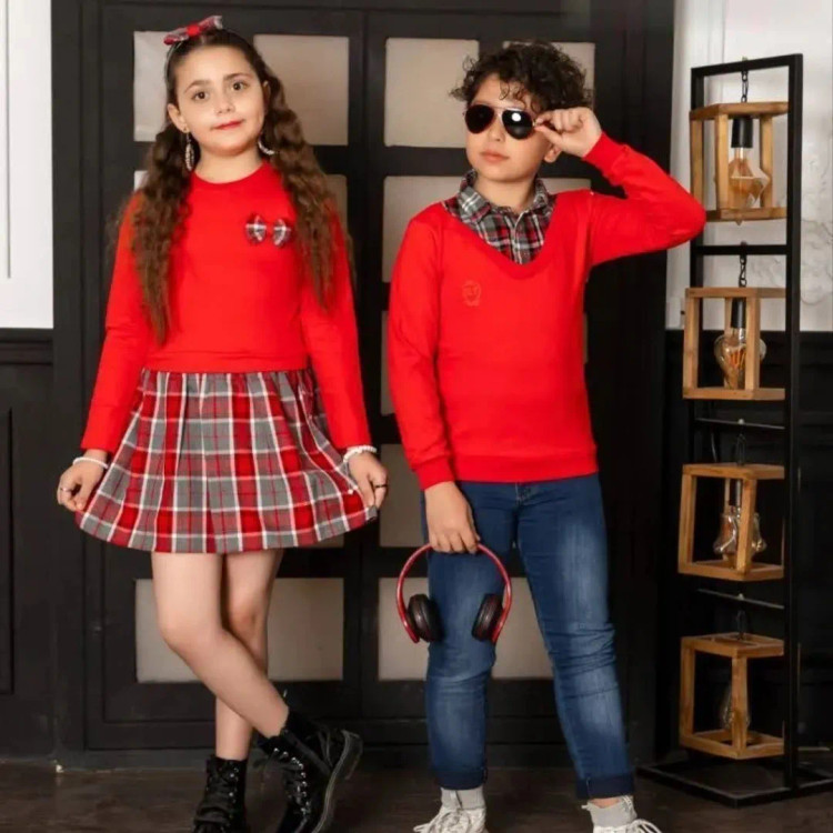 سارافون پاییزه پنبه دورس و دامن کشمیر