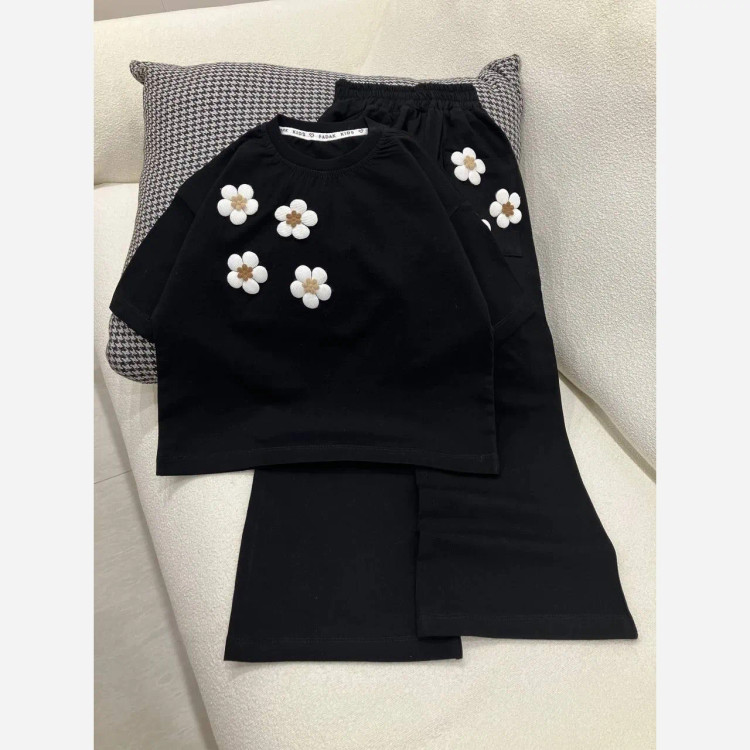 ست کراپ و شلوار مشکی سایز3تا9سال