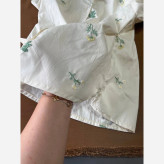 شومیز دخترانه پوپلین با گلدوزی تک رنگ تینیجری