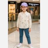 شومیز دخترانه پوپلین با گلدوزی تک رنگ تینیجری