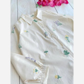 شومیز دخترانه پوپلین با گلدوزی تک رنگ تینیجری