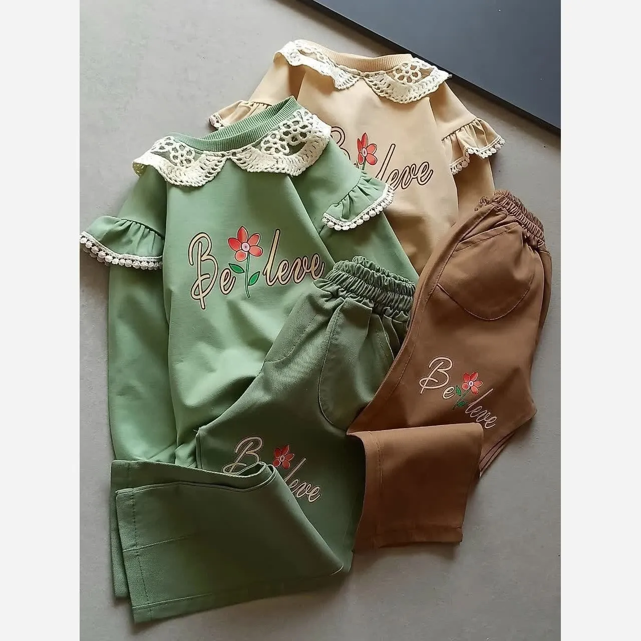 ست بلوز و شلوار کتان دخترانه