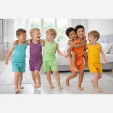 ست رکابی شورت پسرانه در 6رنگ شاد