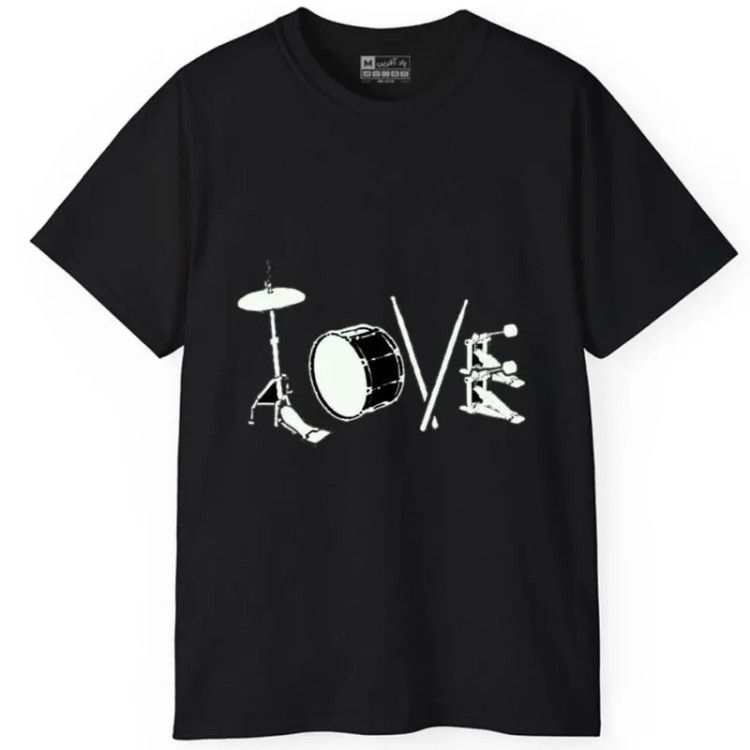 تیشرت آستین کوتاه مردانه پاد آفرین مدل کلمه انگلیسی عشق موسیقی کد 2021