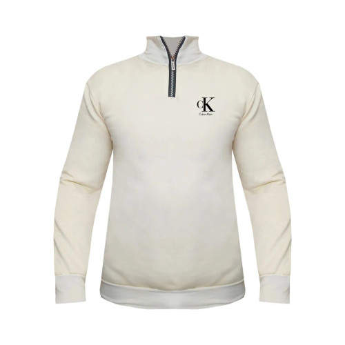 هودی نیم زیپ مردانه طرح CK مدل T965R کرم سایز L XL 2XL